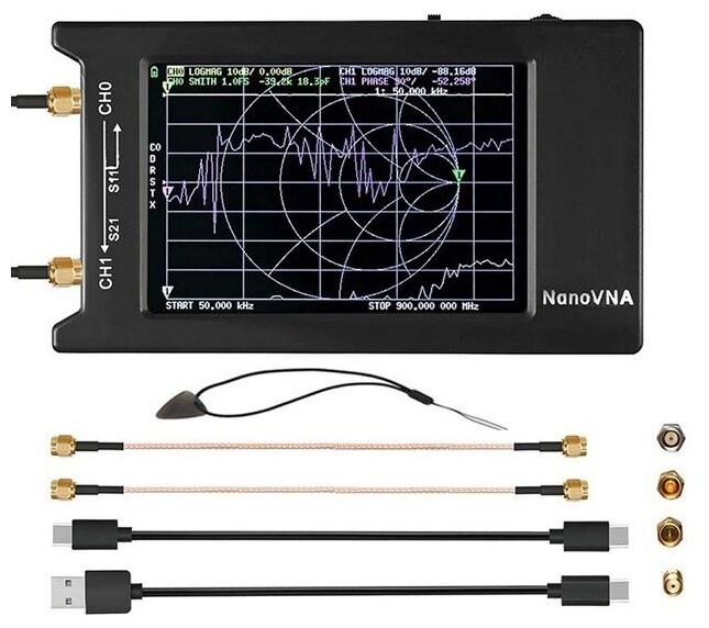 Сетевой Векторный Анализатор Цепей и Антенн Nano VNA H4 50кГц - 1.5ГГц / Vector Network Analyzer S11 S21 / Экран 4 дюйма