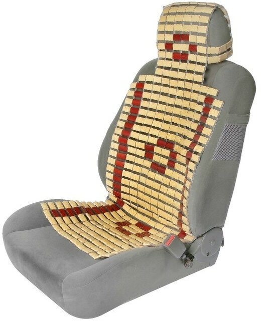 Накидка на сиденье Nova Bright с подголовником, бамбуковые плоские пластины, 120 х 43 см