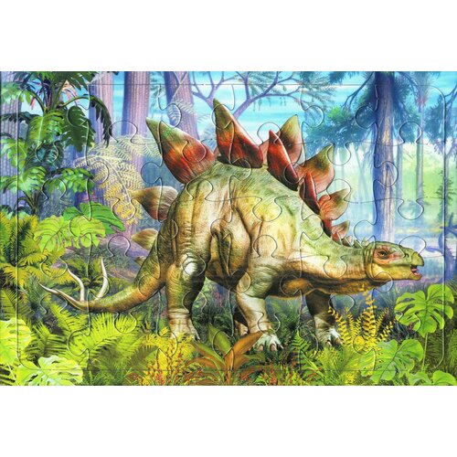 Пазл Динозавр стегозавр 30 элементов конструктор динозавр стегозавр 30 элементов в коробке