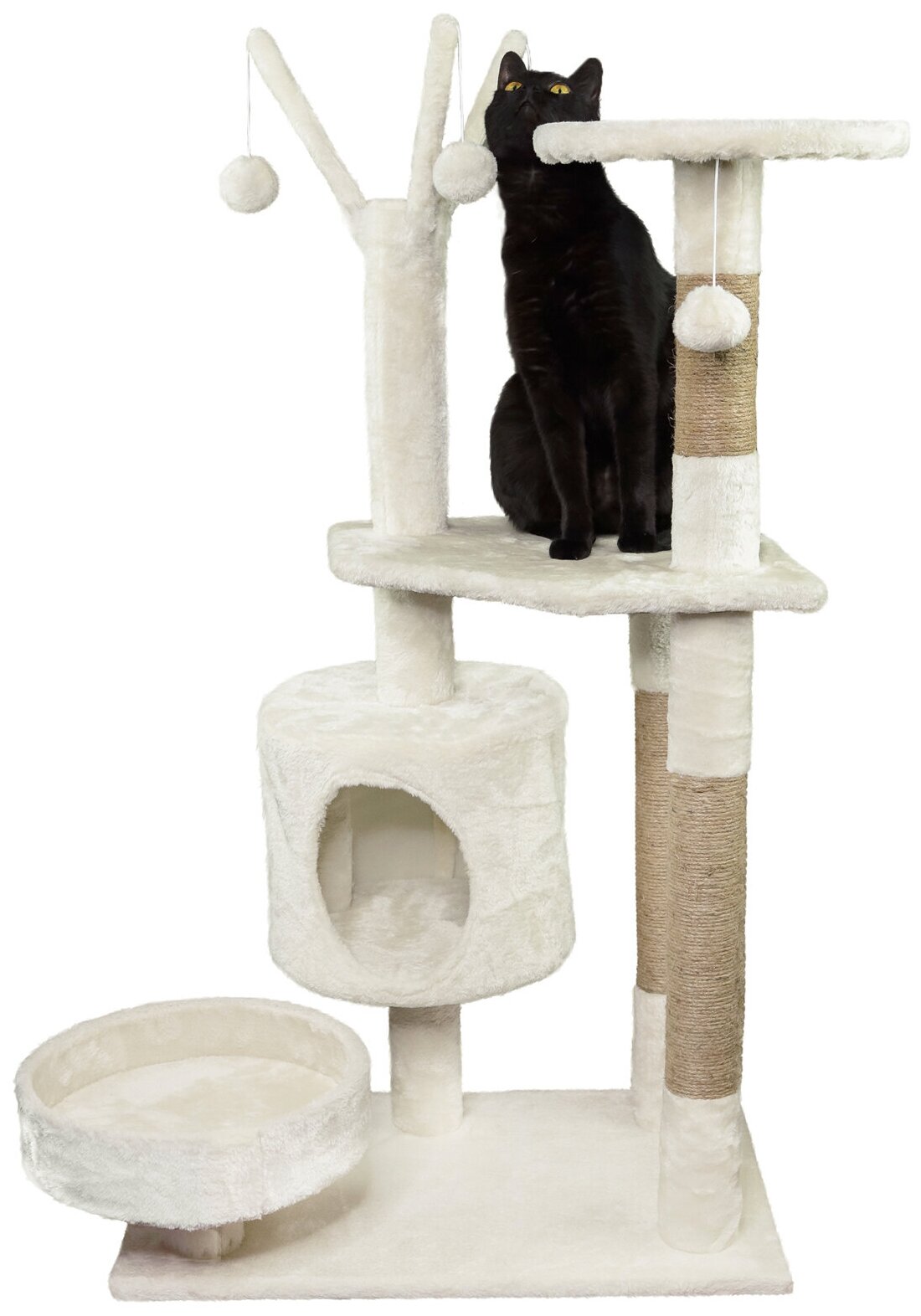 Когтеточка-комплекс для кошек, для котов, для животных, "Не Один Дома" Шербет, бежевый, 60х40х110 см - фотография № 1