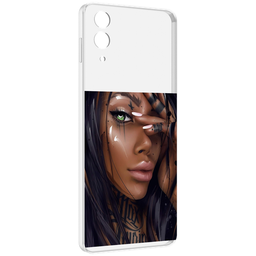 Чехол MyPads девушка-с-зелеными-глазами-яркими для Samsung Galaxy Z Flip 4 (SM-F721) задняя-панель-накладка-бампер