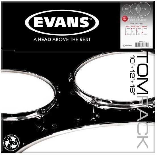 Evans ETP-G1CLR-R G1 Clear Rock Набор пластика для том барабана (10", 12", 16")