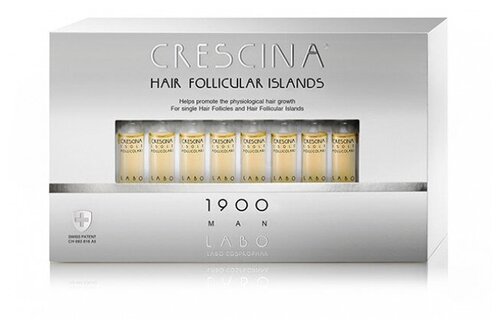 Лосьон для стимуляции роста волос Crescina Follicular Islands 1900 для мужчин №10 + Лосьон против выпадения волос №10