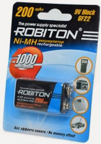 Изображение товара Аккумулятор Robiton 9V 200 mAh (уп 1 шт)