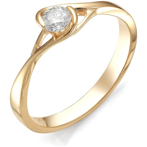 фото Алькор кольцо с бриллиантом из красного золота 1507-100, размер 19