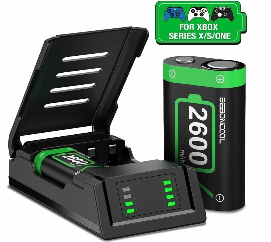 Зарядная станция с 2 аккумуляторами 2600mAh для геймпада XBOX ONE / SERIES S X BEBONCOOL с крышкой