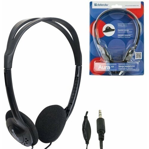 Наушники DEFENDER Aura 101 проводные 18 м накладные черные 63101 701₽