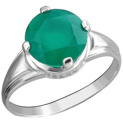 фото Эстет кольцо с агатом и фианитами из серебра 48к4594609, размер 18.5