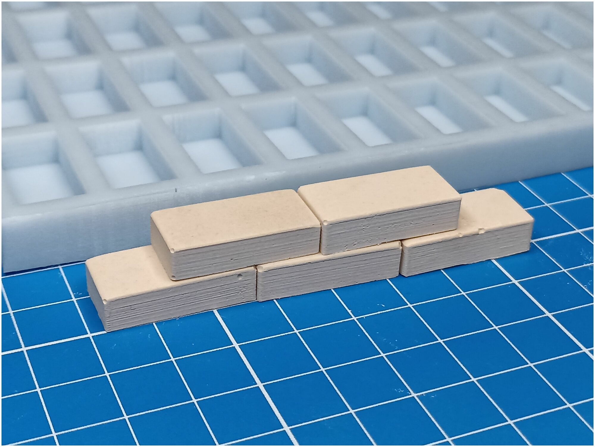 Силиконовая форма для мини кирпичиков строймини масштаб 1:10, 50 шт, миниатюр, макетов, диорам