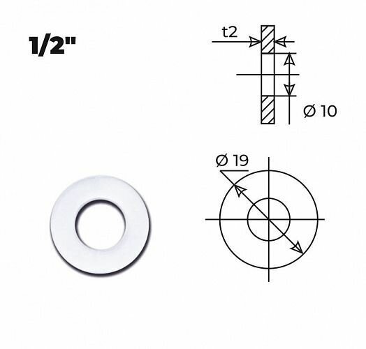 Прокладка уплотнительная 100 шт, 1/2", силикон, СантехКреп, 2.12.1.