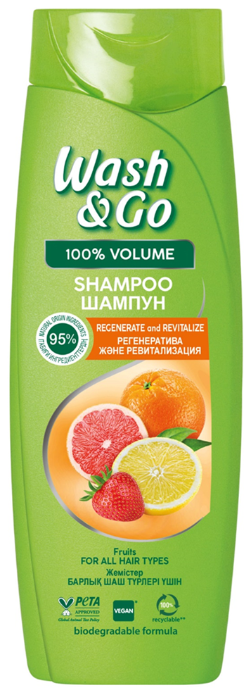 Wash & Go шампунь с экстрактами фруктов для всех типов волос, 360 мл