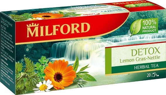 Травяной чай Milford Detox в пакетиках Милфорд Детокс чайные травы.