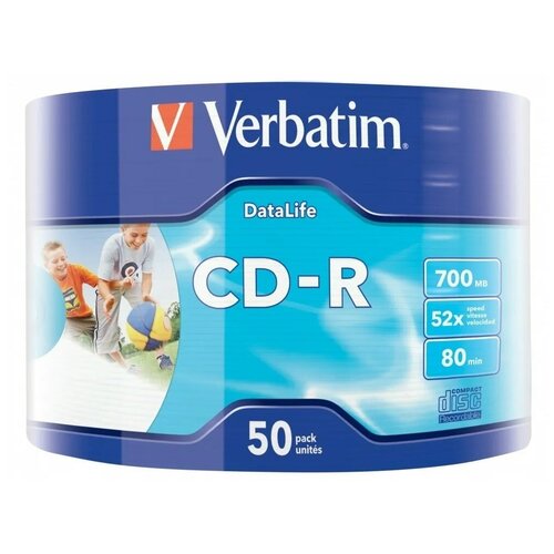 Диски CD-R 80min 700Mb Verbatim 52x Shrink/50 DataLife 43787 cd r диск verbatim data life extra protection pack 50 шт 52x 700mb 80 min