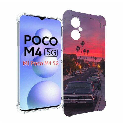 Чехол MyPads красивая дорога америки для Xiaomi Poco M4 5G задняя-панель-накладка-бампер