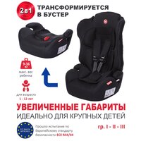 Baby Care Детское автомобильное кресло Upiter Plus гр I/II/III, 9-36кг, (1-12лет) Черный