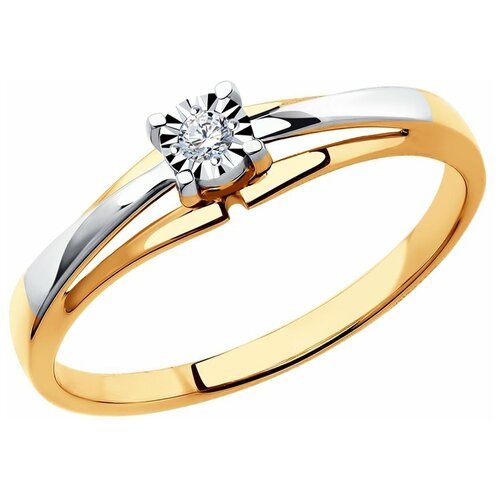 кольцо sokolov комбинированное золото 585 проба бриллиант размер 15 Кольцо SOKOLOV, комбинированное золото, 585 проба, бриллиант, размер 15