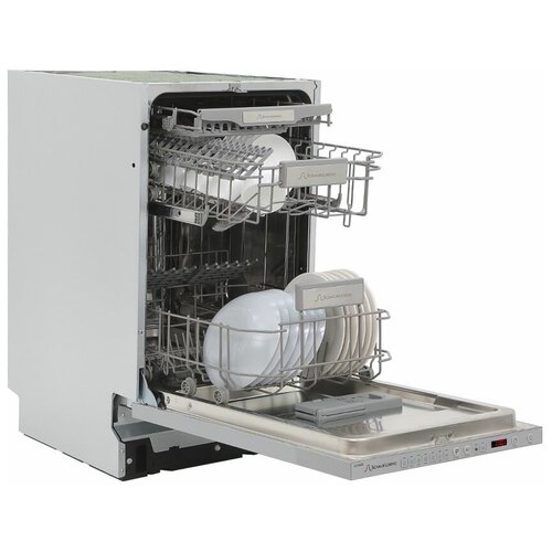 Встраиваемая посудомоечная машина Schaub Lorenz Ширина 45 см, Загрузка 11 комплектов посуды, LED дисплей, 6 программ, Луч на полу, AQUA STOP, Уровень шума 49 дБА, А++, Габаритные размеры (ВхШхГ), мм: 815х448х558