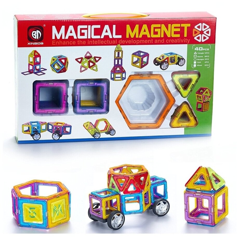Магнитный конструктор для детей magical magnet, 40 деталей, 702