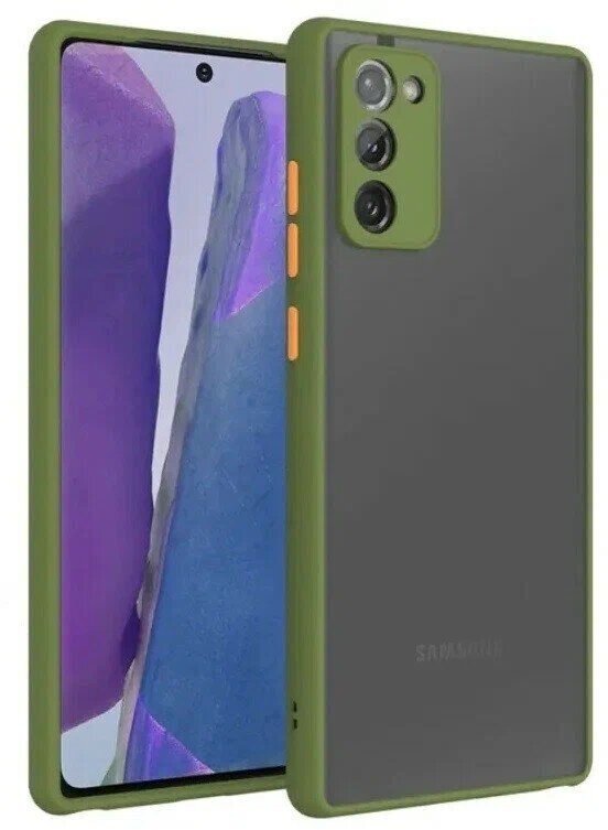 Накладка пластиковая матовая для Samsung Galaxy S20 FE G780 с силиконовой окантовкой хаки