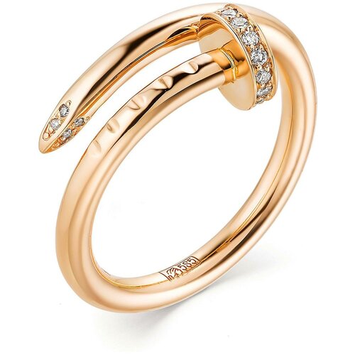 фото Алькор кольцо с 21 бриллиантом из красного золота 12998-100, размер 16.5