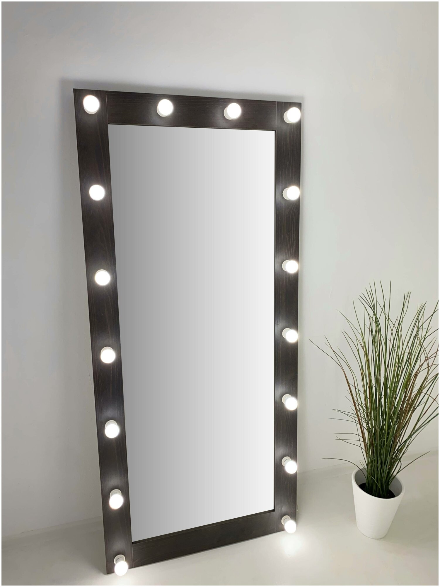 Гримерное зеркало BeautyUp 175/80 с лампочками, цвет "Венге" - фотография № 1