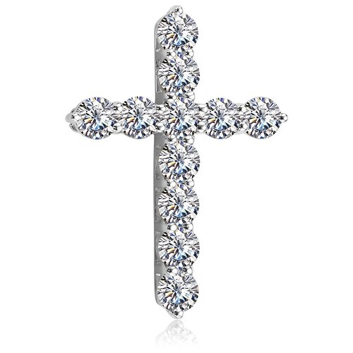 фото Декоративный крест из белого золота 585 пробы с бриллиантами белый бриллиант