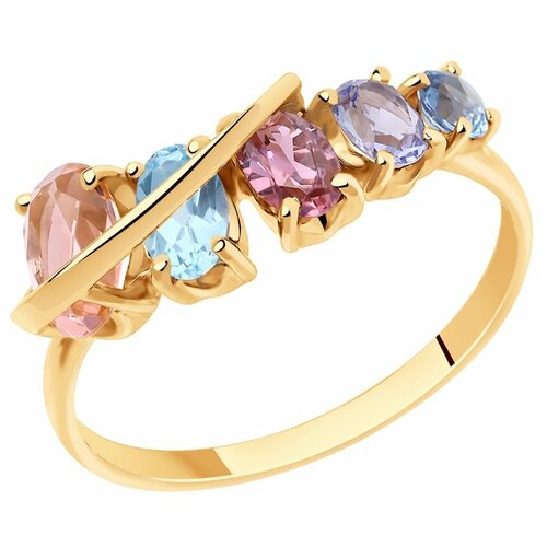 фото Sokolov кольцо из золота с топазом и синтетическими ситаллами 716051, размер 19