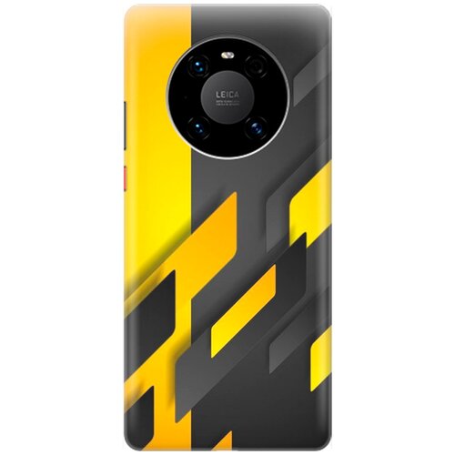 фото Ультратонкий силиконовый чехол-накладка для huawei mate 40 pro с принтом "черно-желтая абстракция" gosso