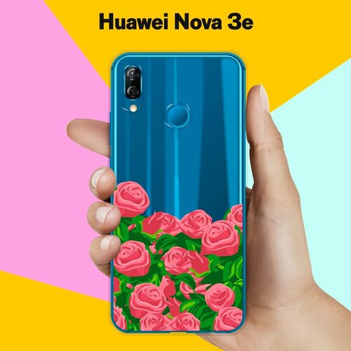 Силиконовый чехол Розы на Huawei Nova 3e силиконовый чехол на huawei nova 3e хуавей нова 3е фон соты синие