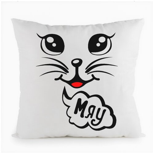 фото Подушка белая coolpodarok мяу,белая