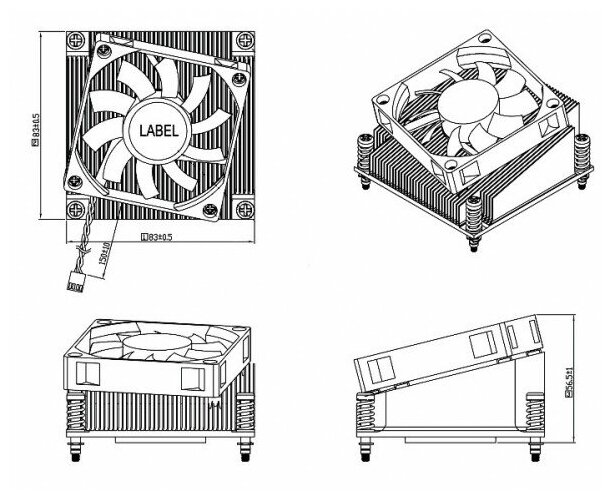 1960050255N001 Вентилятор для CPU LGA1156 S-95W 83*83*56.5mm-SS 12V0.3A P