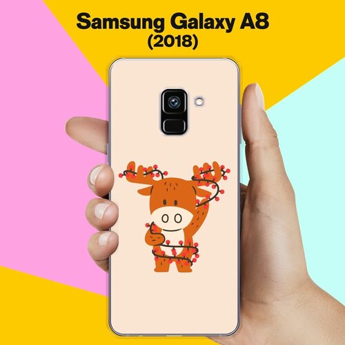 Силиконовый чехол на Samsung Galaxy A8 (2018) Олень / для Самсунг Галакси А8 2018 жидкий чехол с блестками олени с подарками на samsung galaxy a8 2018 самсунг галакси а8 2018