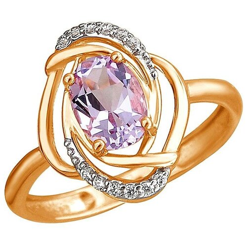фото Эстет кольцо с аметистом и фианитами из красного золота 01к3112096р-2, размер 18.5