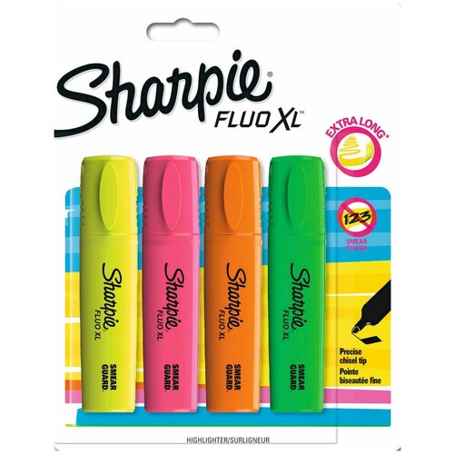 Текстовыделитель Sharpie Fluo XL 3в1, желтый, 4 шт