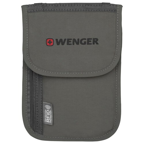 Кошелёк на шею для документов WENGER с системой защиты данных RFID, 13x18x2 см, полиэстер, серый 604589