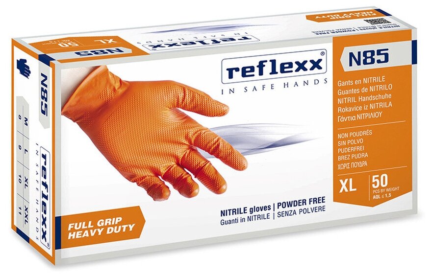 Reflexx | Nitrile gloves - Сверхпрочные резиновые перчатки, нитриловые. 8,4 гр. Толщина 0,2 мм.