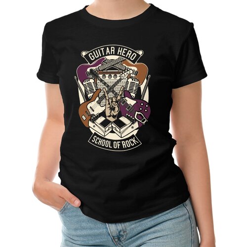 фото Женская футболка «школа рока» (m, черный) roly