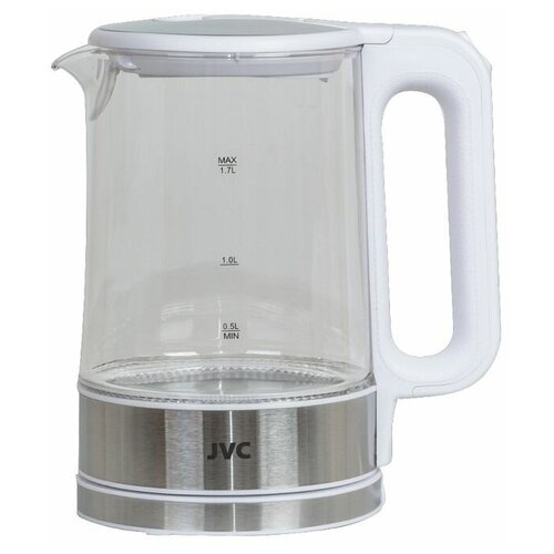 Чайник электрический jvc JK-KE1520, стекло, 1.7 л, 2200 Вт, серебристо-белый