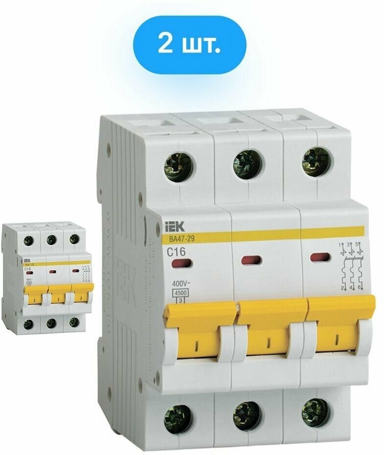 Автоматический выключатель IEK ВА 47-29 С 1п 16А 4,5 kA (2шт) комплект - фотография № 1