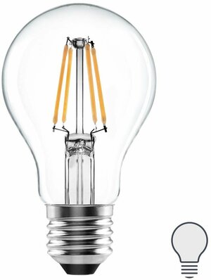 Комплект лампочек Lexman 3шт, E27, 220-240 В, 7.5 Вт, груша прозрачная, 1000 лм, нейтральный белый свет