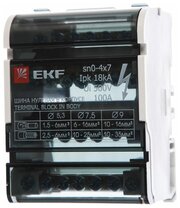 Шина нулевая в корпусе 4х7 65А на DIN-рейку 3L+PEN EKF