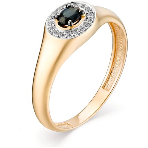 фото Алькор кольцо с сапфиром и бриллиантами из красного золота 13031-102, размер 18