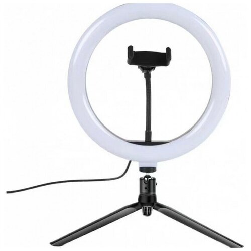 Кольцевая светодиодная лампа диаметром 26 см с настольным штативом и держателем для телефона Для визажиста блогера и косметолога 94300₽