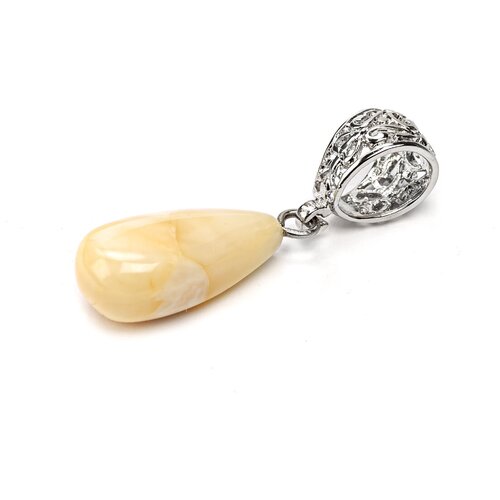 Подвеска бижутерная белый янтарь капля