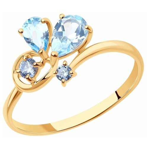 фото Sokolov кольцо из золота с топазами и фианитами 716153, размер 16