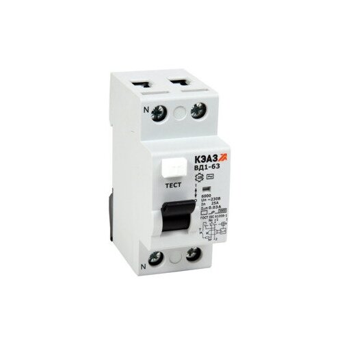 Выключатель дифференциального тока (УЗО) 2п 25А 30мА тип A ВД1-63 2225-А УХЛ4 | код 221928 | КЭАЗ (1 шт.)