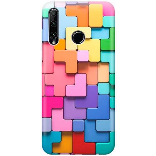 фото Ультратонкий силиконовый чехол-накладка для honor 10i / 20e с принтом "паттерн из блоков" gosso