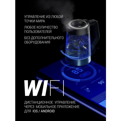 Чайник Polaris PWK 1725CGLD WIFI IQ Home (от 50 до 100 °C), серебристый