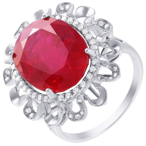 фото Кольцо из белого золота 585 пробы с рубином синтетическим и бриллиантами r01274ar4ws-rv-wg 17.5 jv