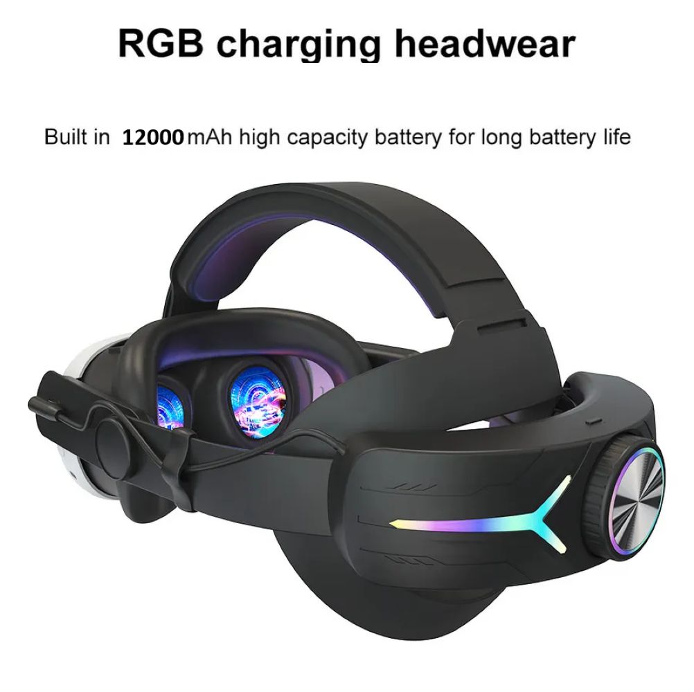 Крепление с аккумулятором 12000mAh для шлема VR Oculus Quest 3 и 3S Черное